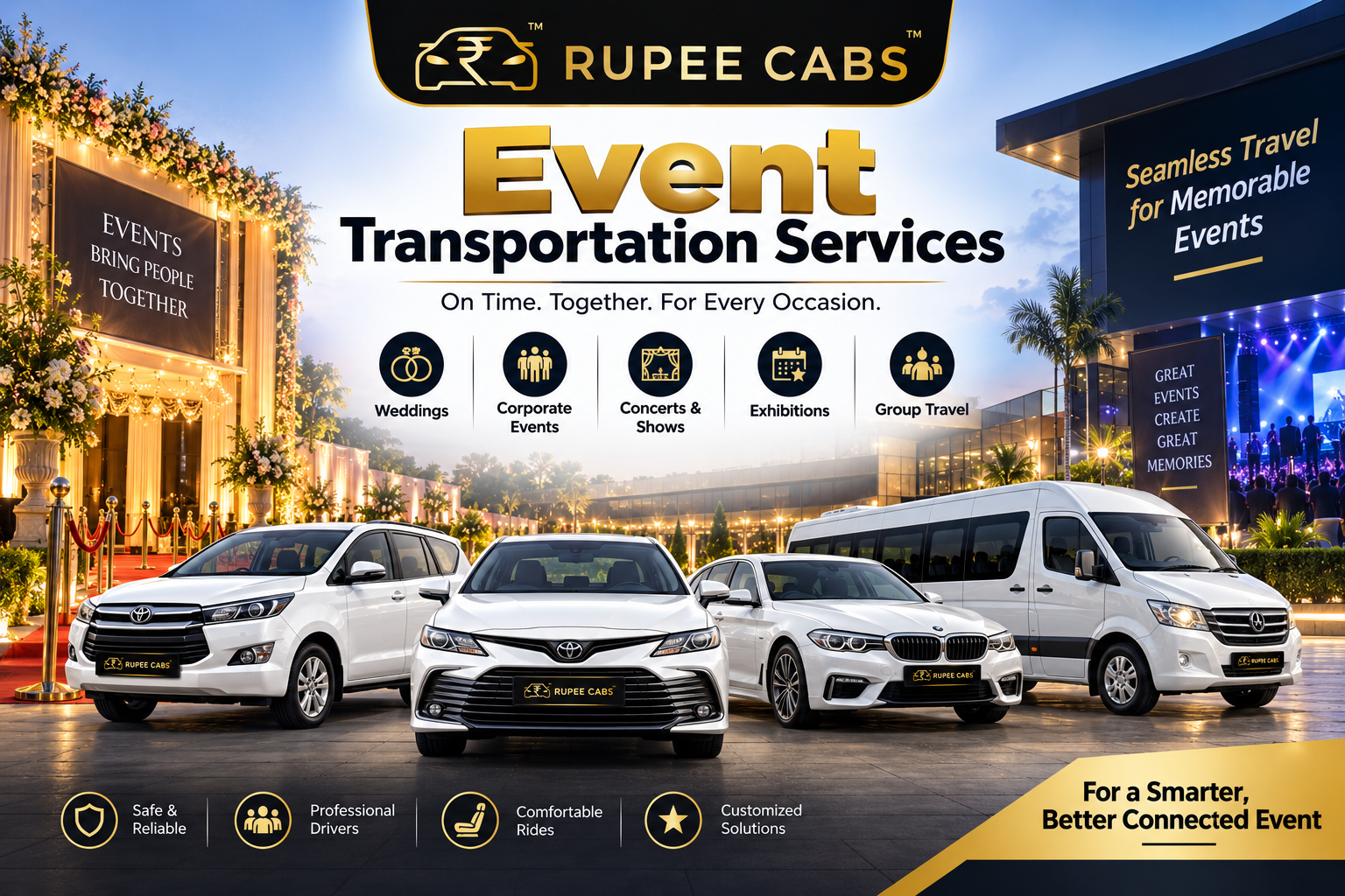 Event Transportation Services in Pune | Event Cab Rental – Rupee Cabs